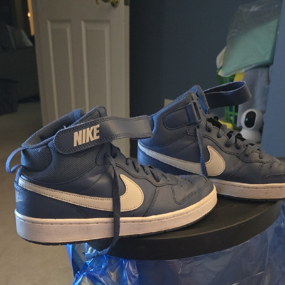 Nike Blue and White High-Top Sneakers